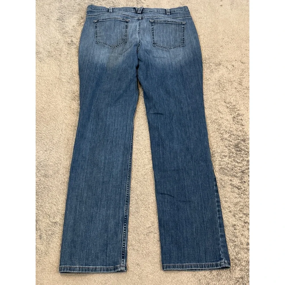 Duluth Trading Jeans Womens 14x33 Blue Denim Dark Slim Leg DuluthFlex Mid Rise